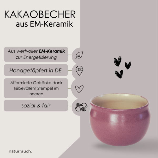KAKAOBECHER aus EM-Keramik I Liebe (lila)