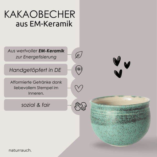 KAKAOBECHER aus EM-Keramik I Liebe (grün)