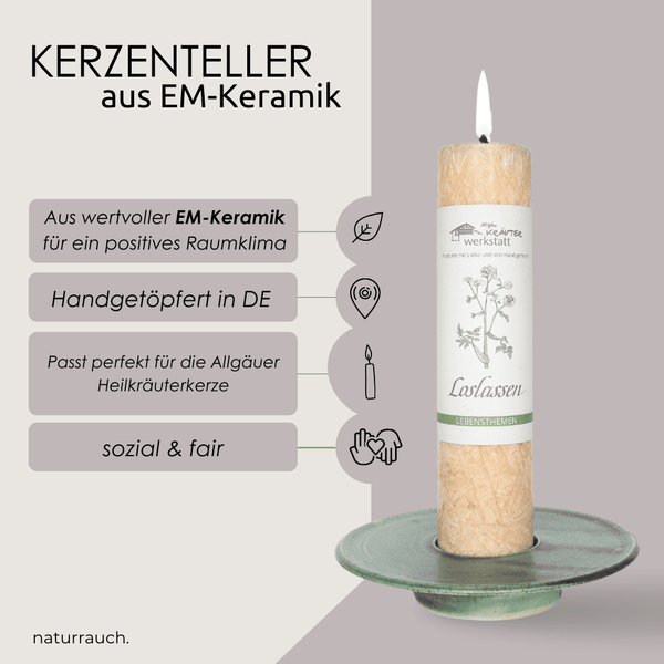 Kerzenteller für Allgäuer Heilkräuterkerze I Dunkelgrün