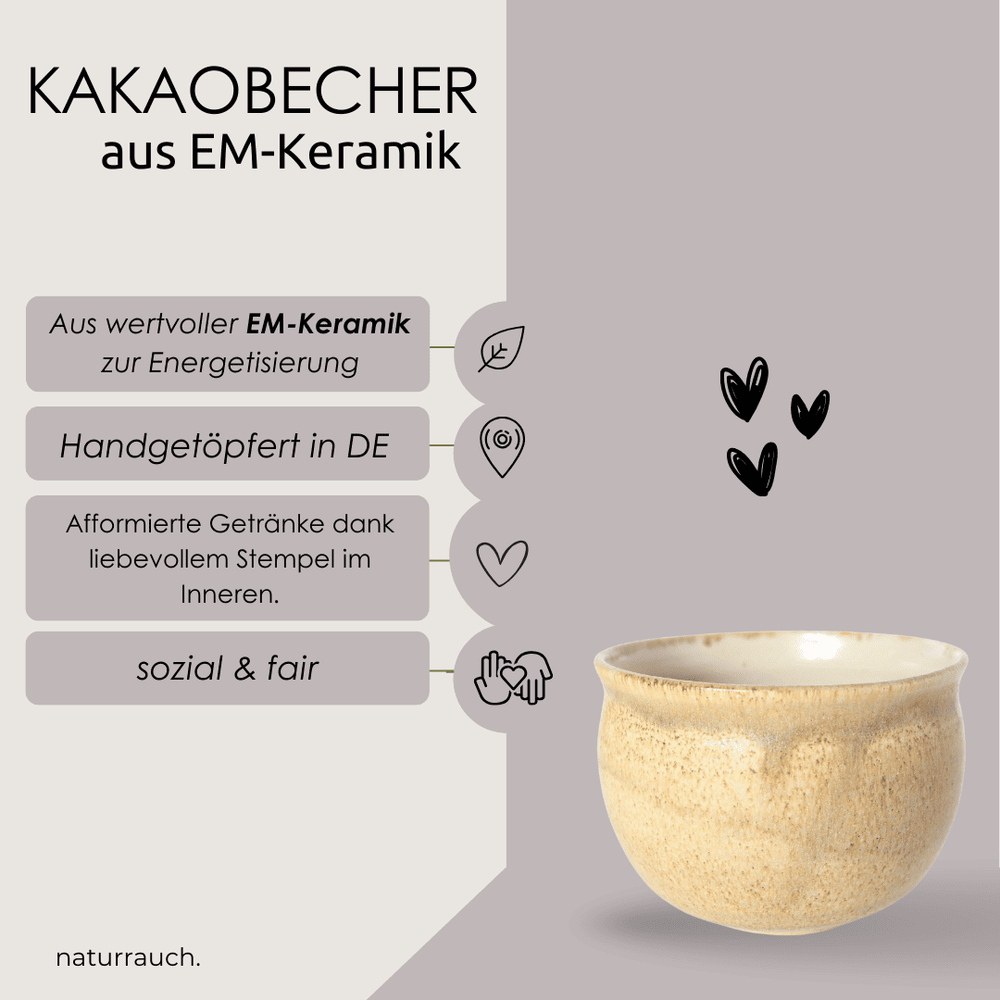 KAKAOBECHER aus EM-Keramik I Liebe (hellbraun)