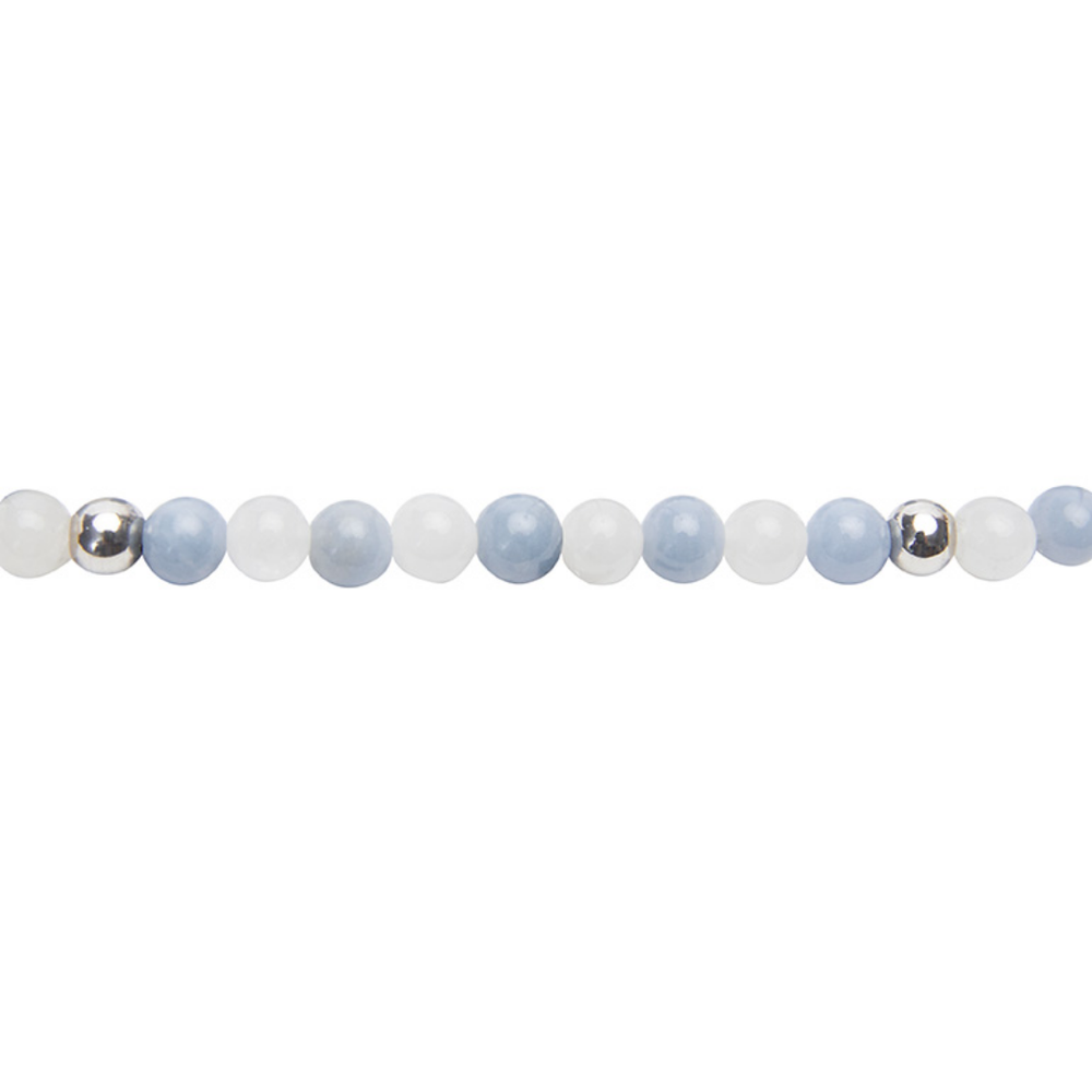 Edelsteinarmband Angelit & Quarz I Tiefe im Sein