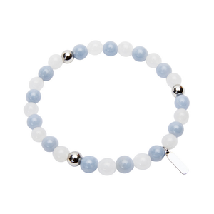 Edelsteinarmband Angelit & Quarz I Tiefe im Sein
