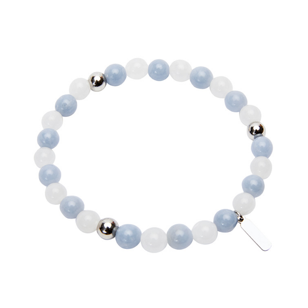 Edelsteinarmband Angelit & Quarz I Tiefe im Sein