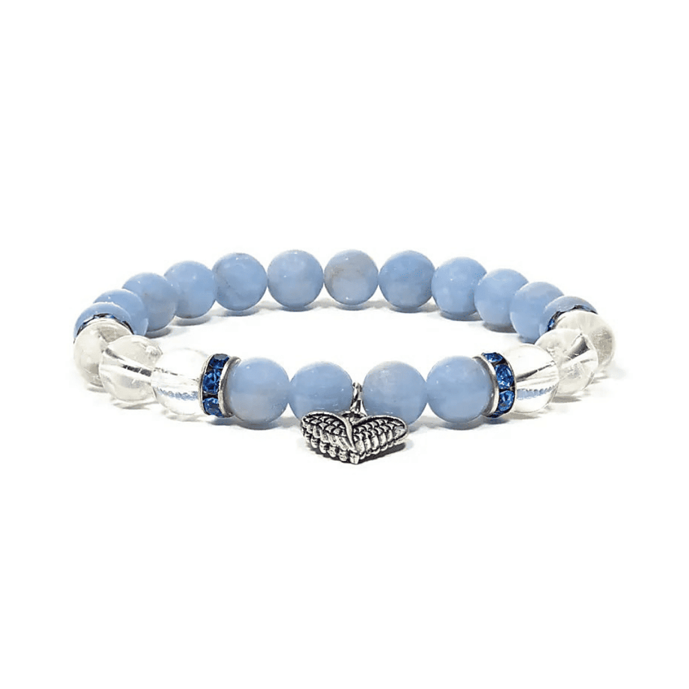 Angelit & Bergkristall Armband I Engelsbegleitung