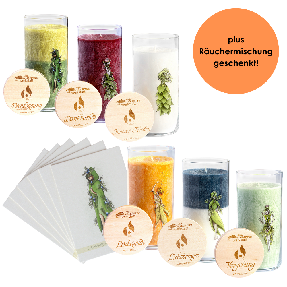 Kerzenset Achtsamkeit (inkl. Kartenset)