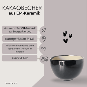 KAKAOBECHER aus EM-Keramik I Herz (schwarz)