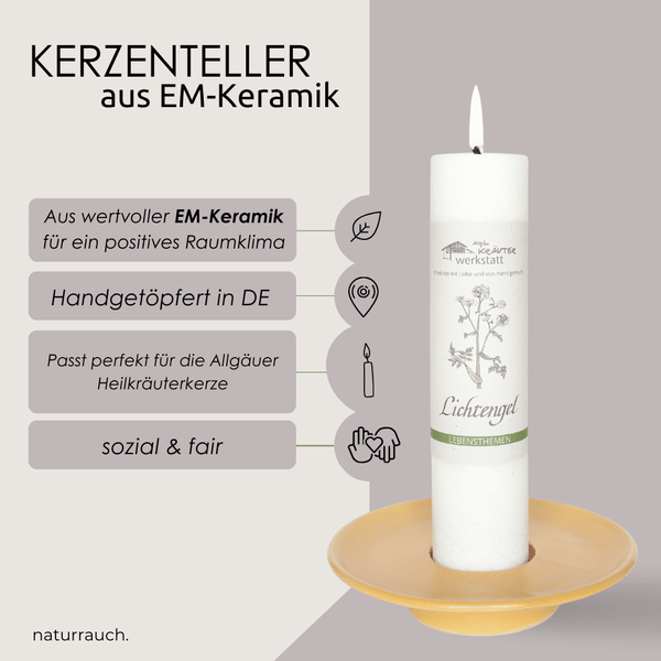 Kerzenteller für Allgäuer Heilkräuterkerze I Gelb