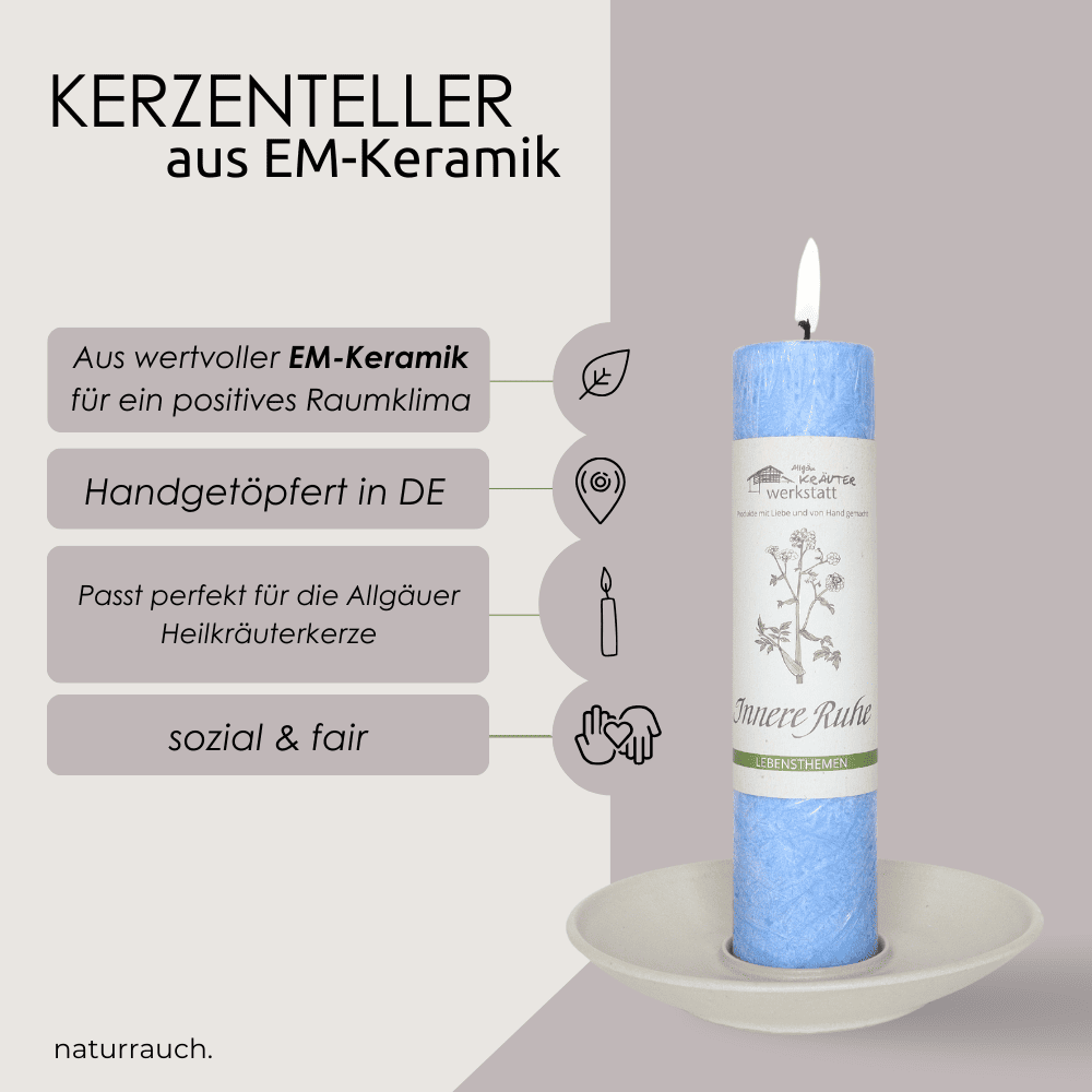Kerzenteller für Allgäuer Heilkräuterkerze I Cremefarben