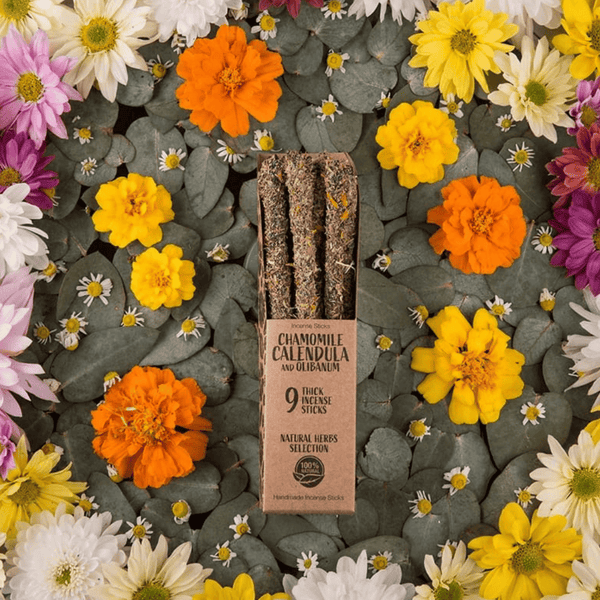 Kamille, Calendula & Weihrauch I Natural-Räucherstäbchen
