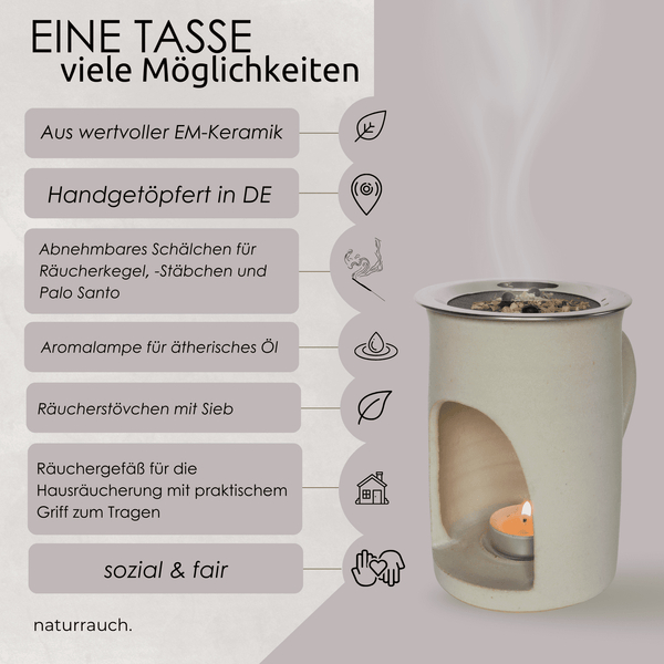 EM-Keramik-Räuchertasse "Naturrauch" I schwarz